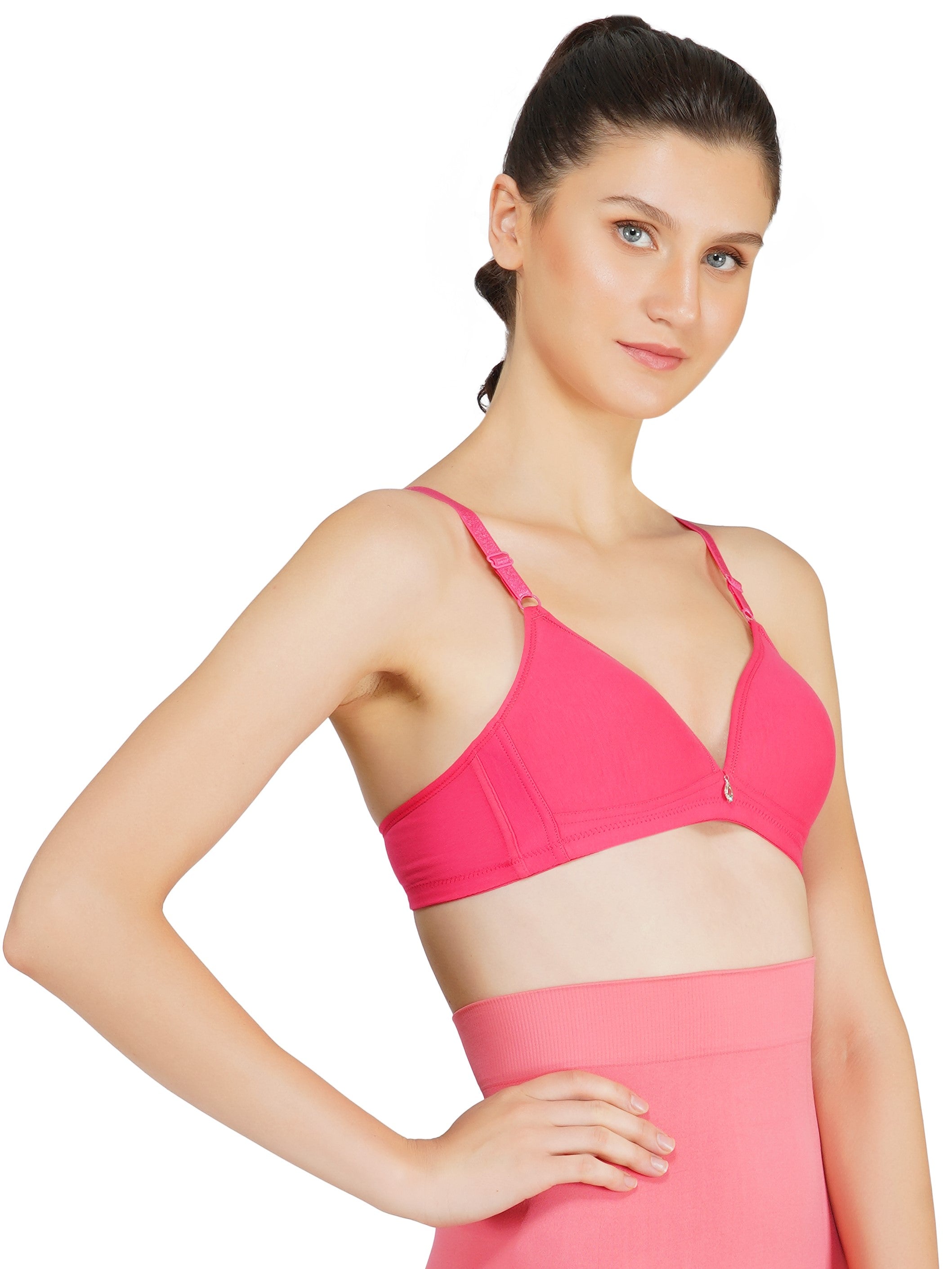 coral seamless padded bra