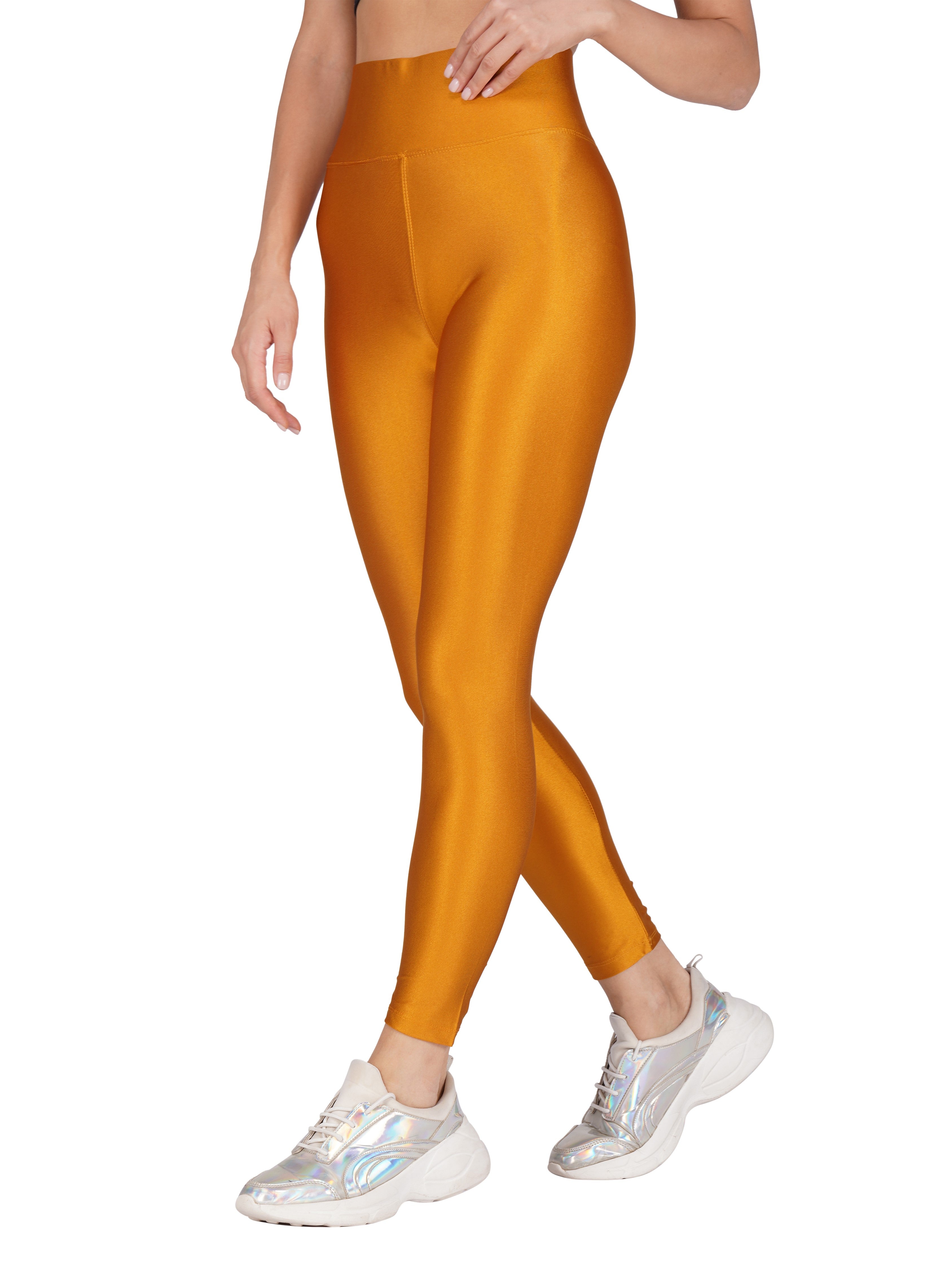 Instagram Shiny Workout Tights Poftik Women High Waist Shiny Yoga Leggings For Workout And Gym S Yellow