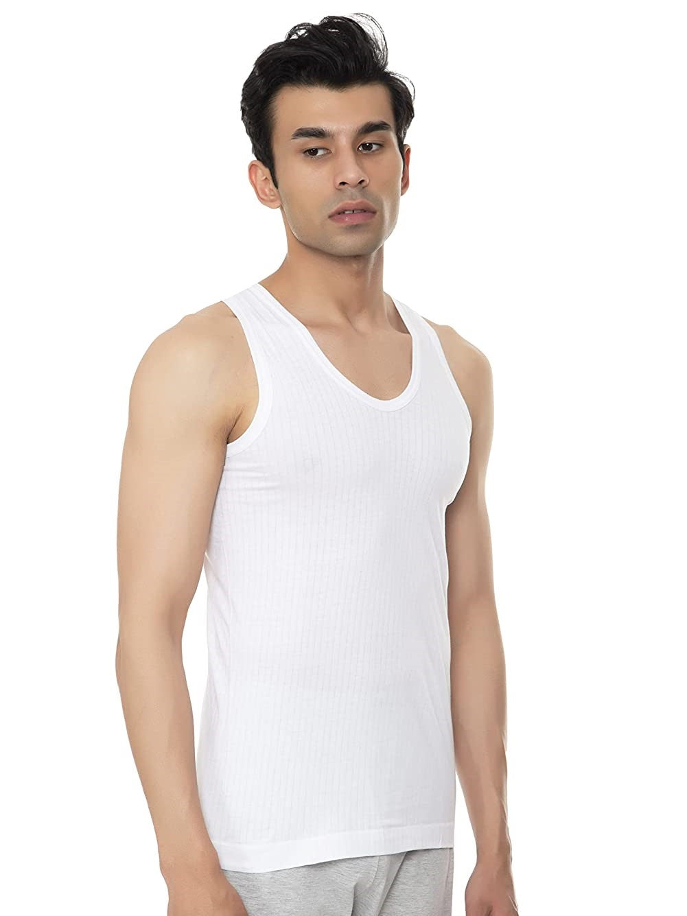 Vip Men White Pure Cotton Innerwear Bonus Premium Lining Elite Vests Pack Of 4
