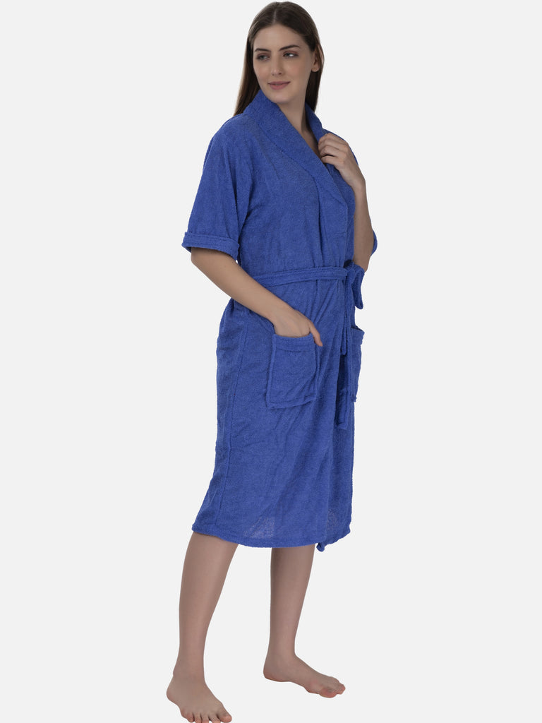 bathrobe long blue