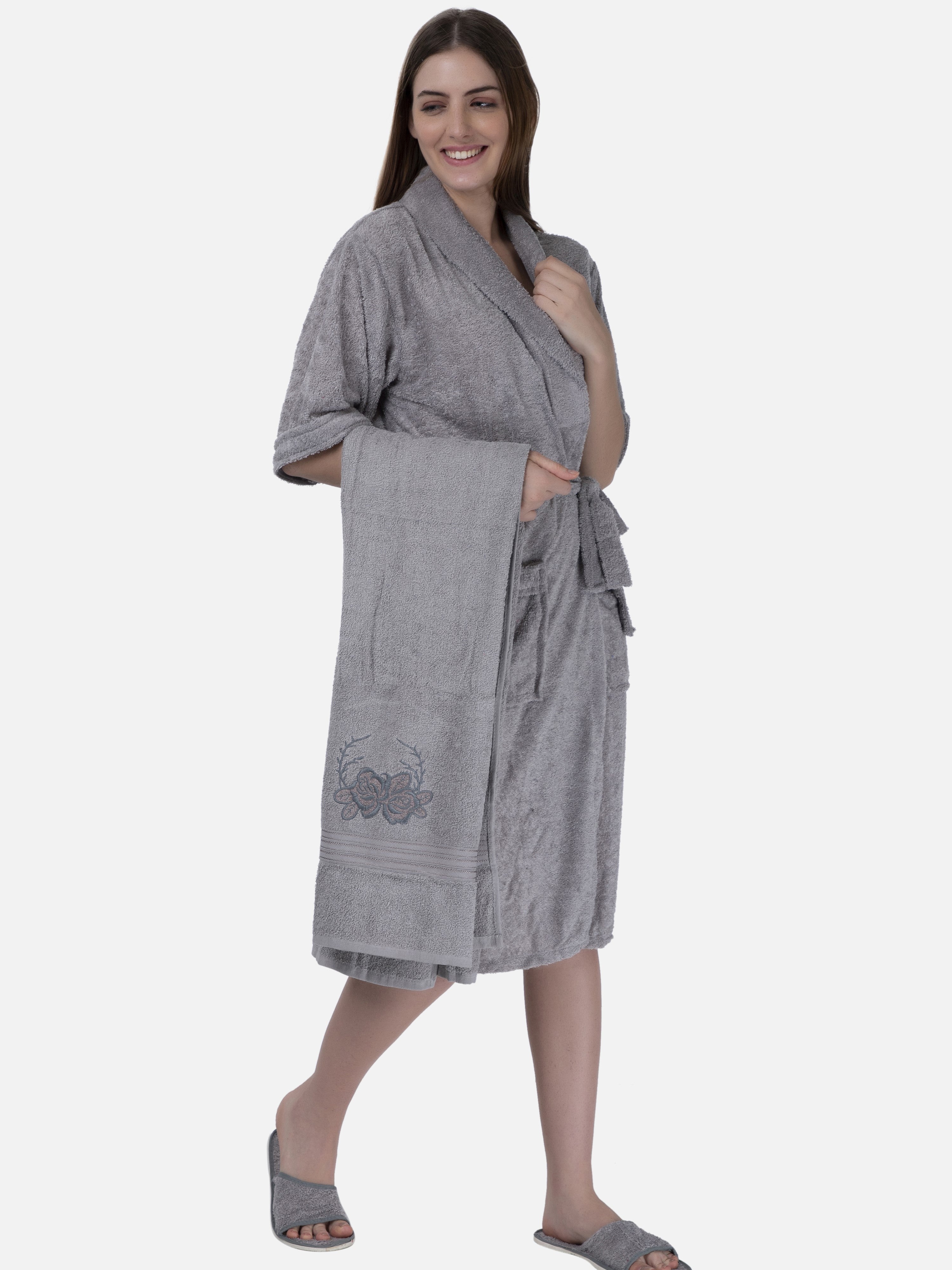 Gray Bath Robe - Buy Gray Women Bath Robe Set Online – Poftik