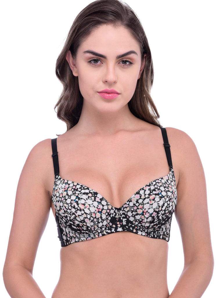 floral push up padded bra