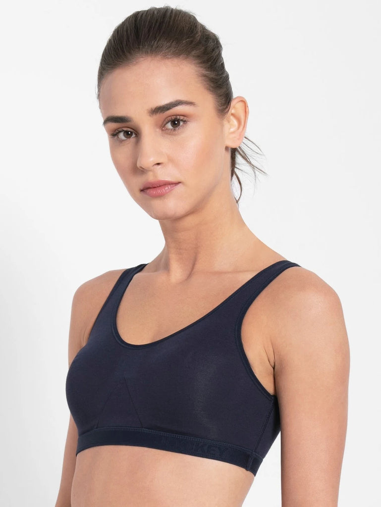 Jockey Light Impact Padded Wide Waist Band Workout Sports Bra, Jockey-1376