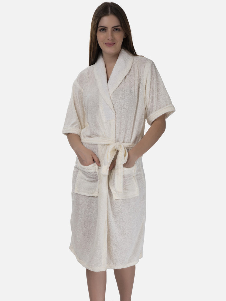 thick white terry cloth bathrobe