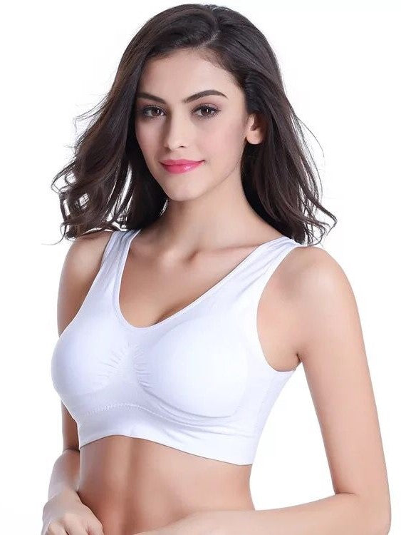 white high neck sports bra