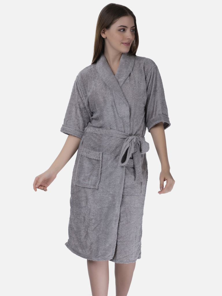 Gray Women Bath Robe Set